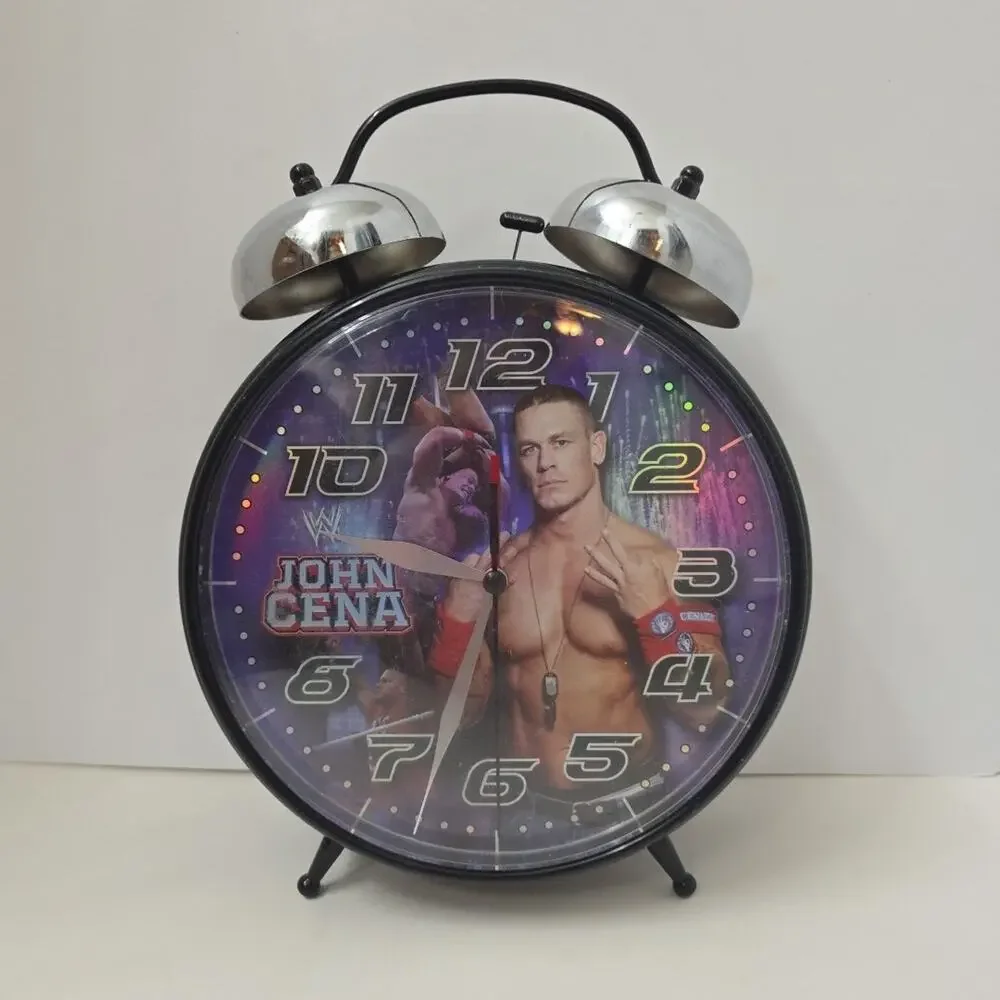 WWE John Cena Alarm Clock Twin Bell Analog Kids Room Wrestling Collectible Large